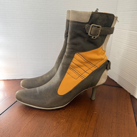 Diesel Shoes - Vintage Y2K DIESEL Gaskette Ankle Boots Women US 7.5 Eur 38 Leather Buckle Heel